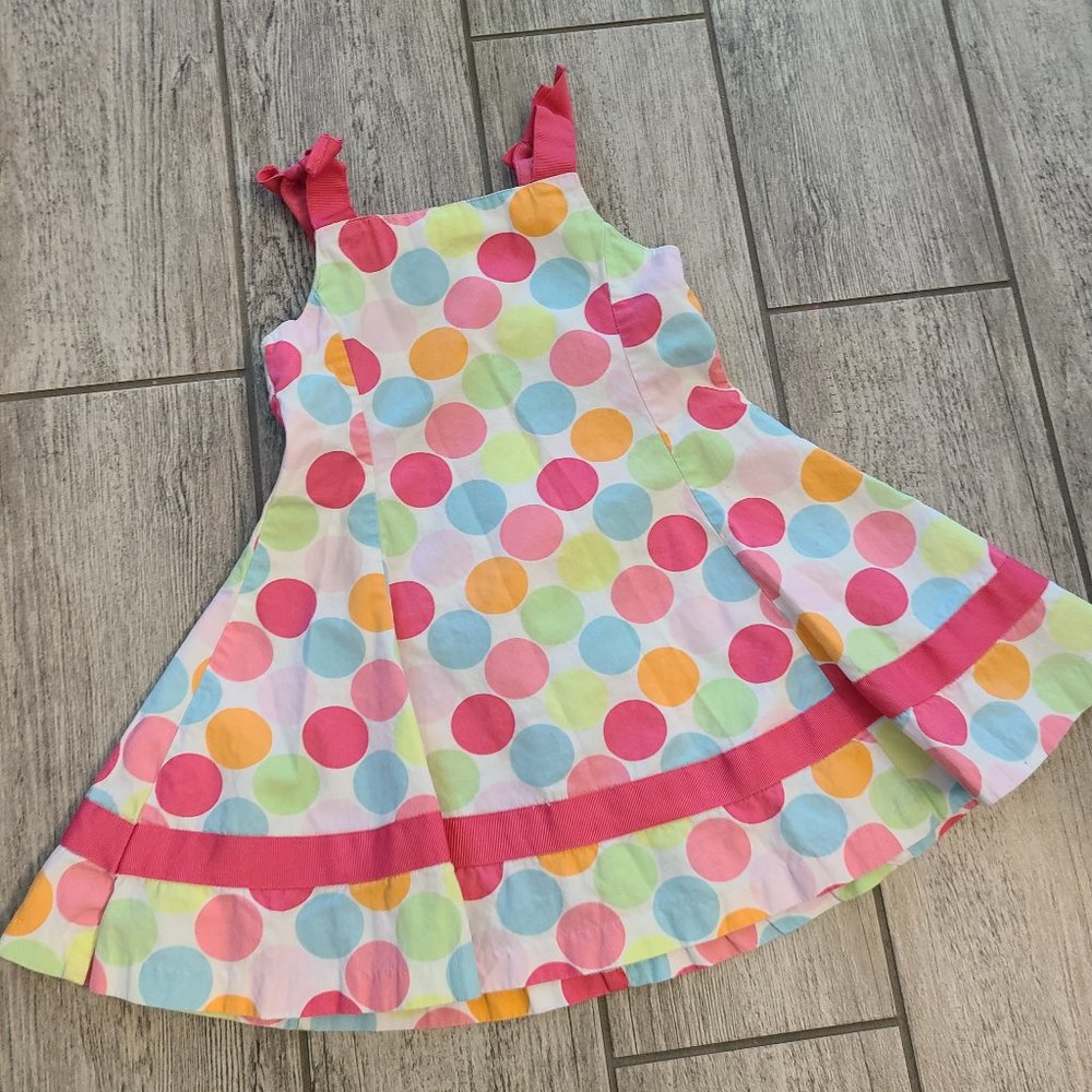 Gymboree Girls Polka Dot Dress Multicolor Pink Trim Size 18-24 Months